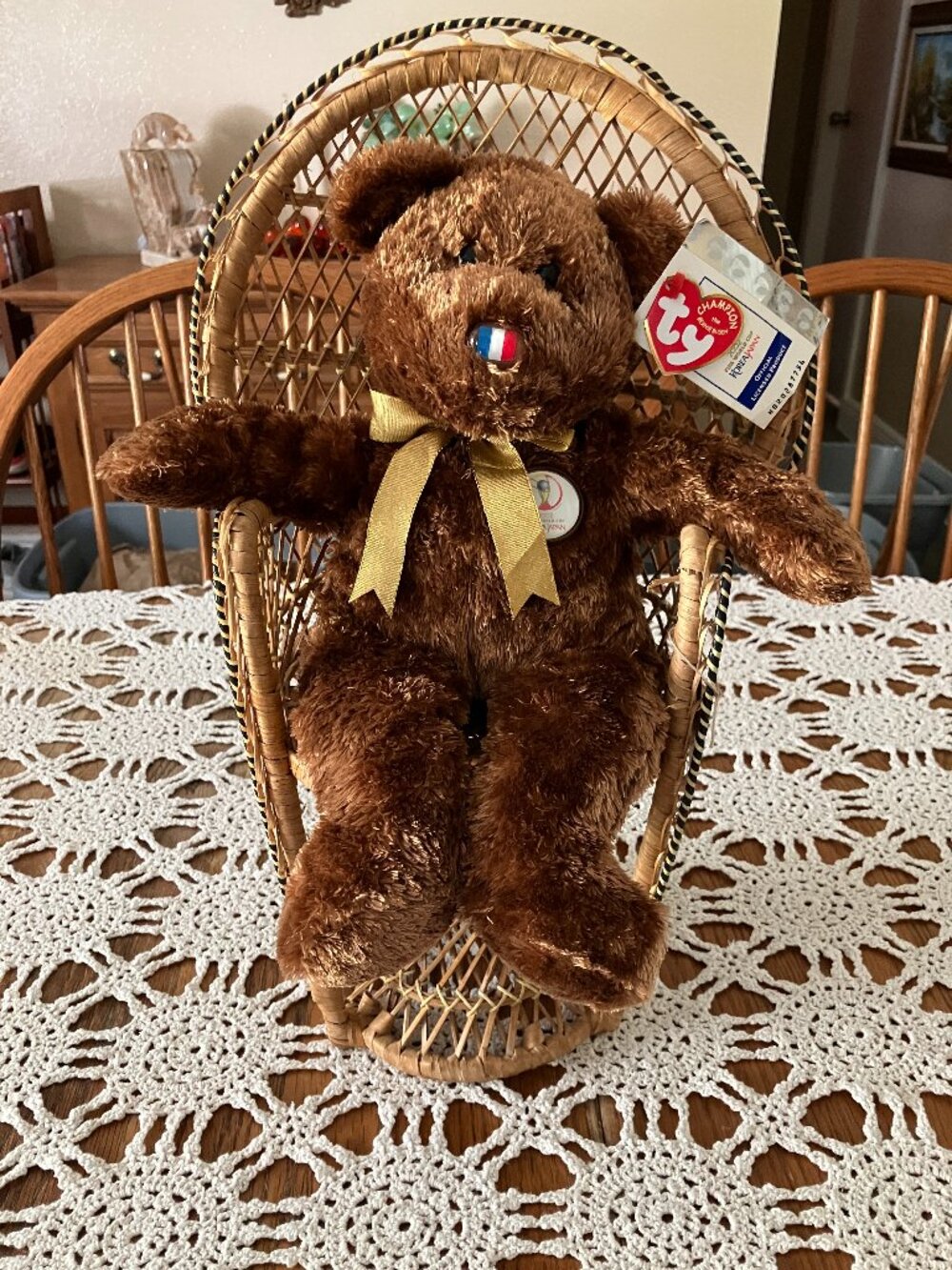 Retired 2002 Plush TY Beanie Buddy FIFA World Cup 2002 Bear Champion w/ Tags